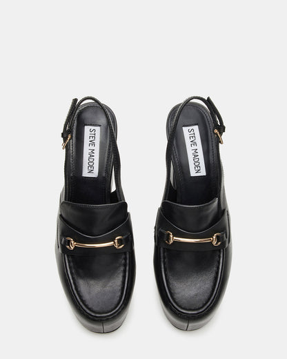QUINN Black Leather Platform Slingback Heel | Women's Heels - Steve Madden
