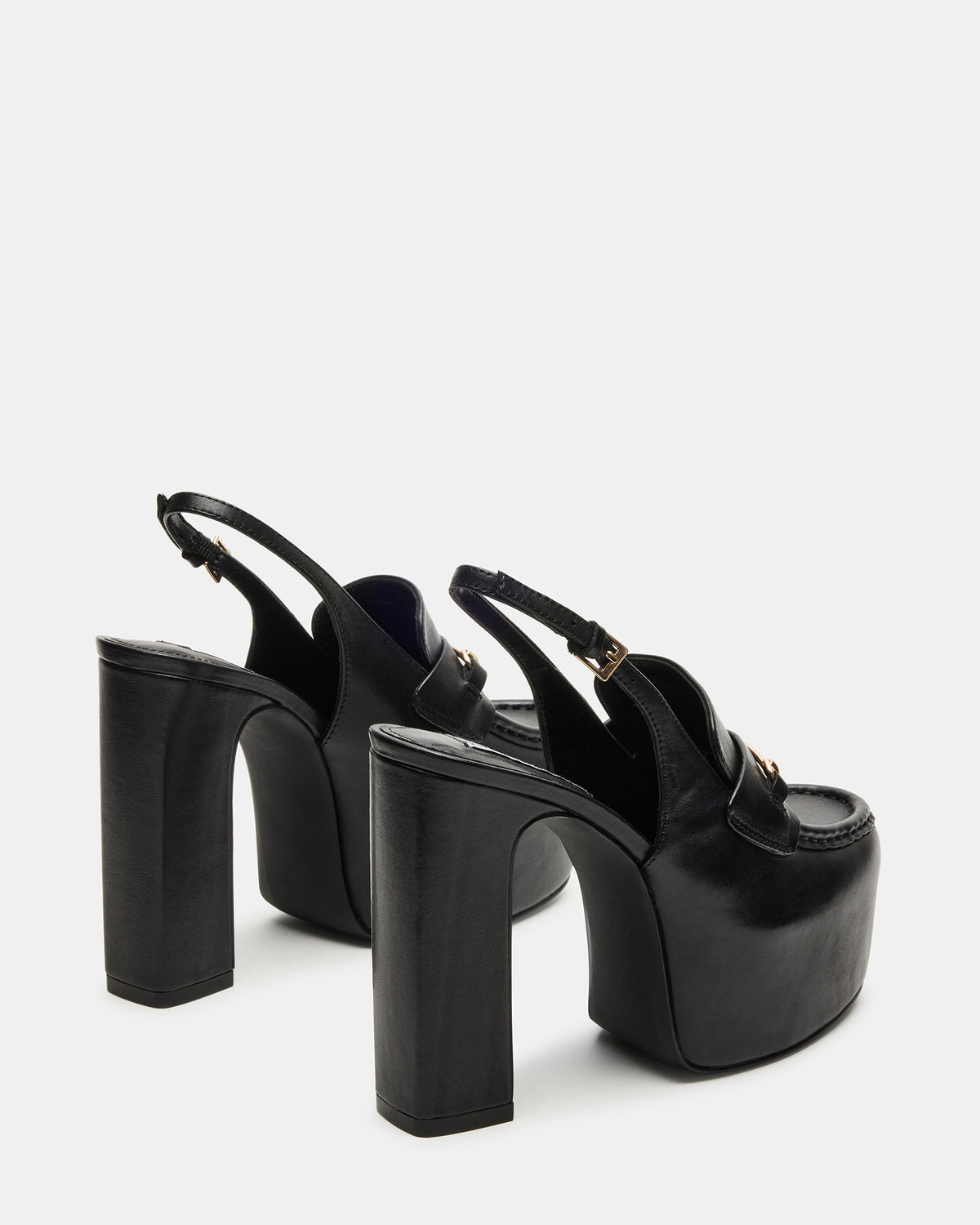 QUINN Black Leather Platform Slingback Heel | Women's Heels - Steve Madden