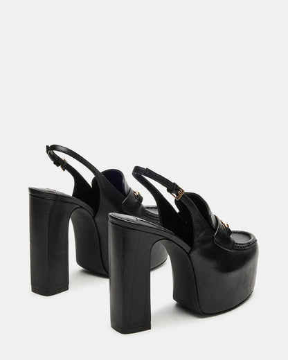 QUINN Black Leather Platform Slingback Heel | Women's Heels - Steve Madden