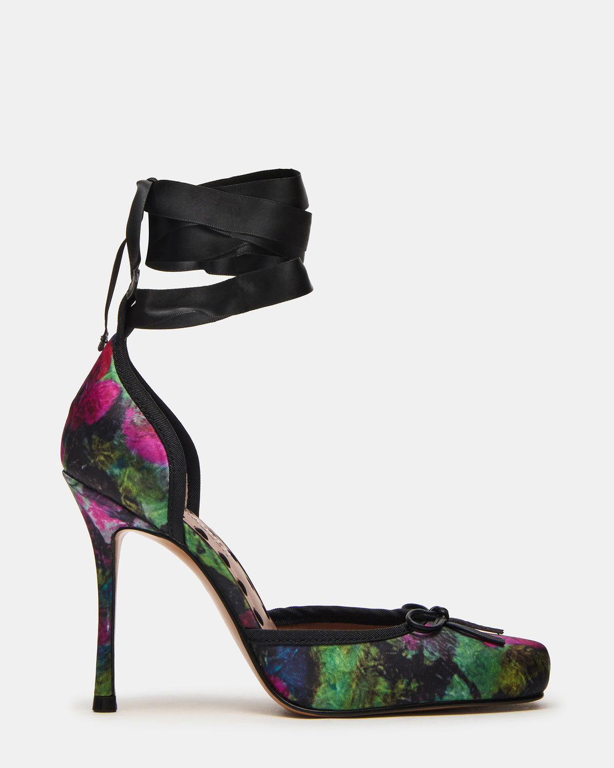 LARINA Floral Satin Square-Toe Stiletto Pump Lace-Up Women's Heel - Steve Madden