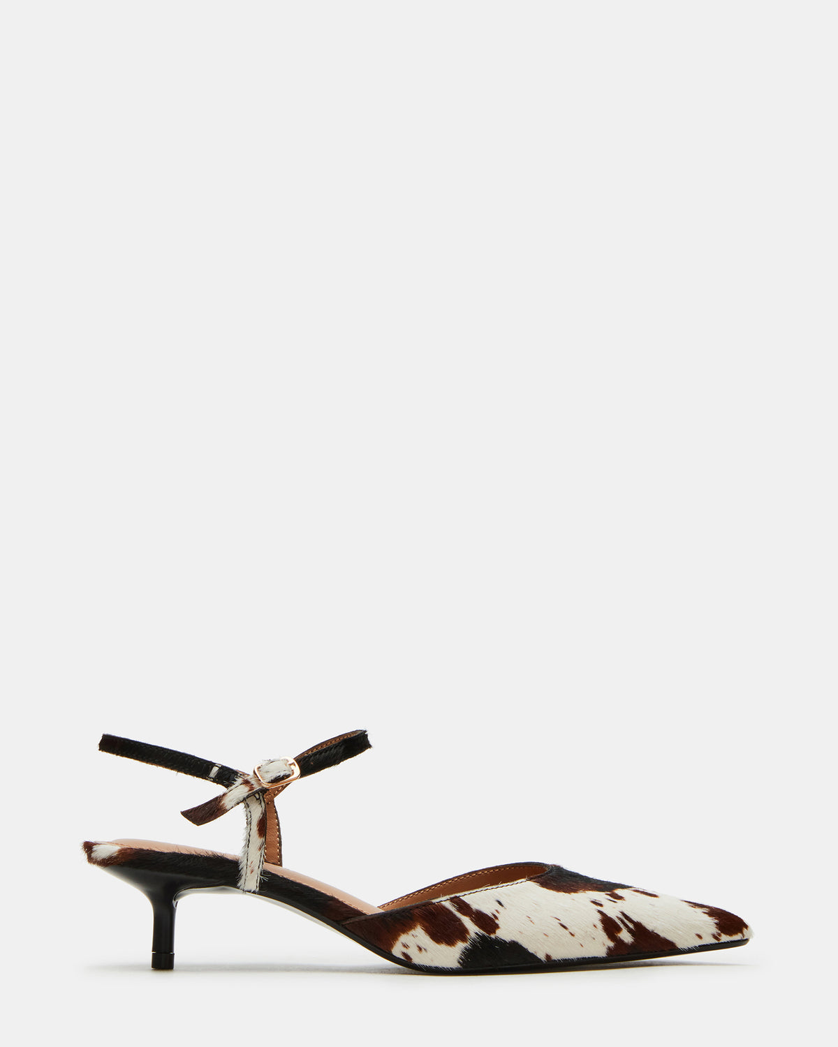 ADELAIDE Brown Cow Print Women's Pointed-Toe Kitten Heel - Steve Madden