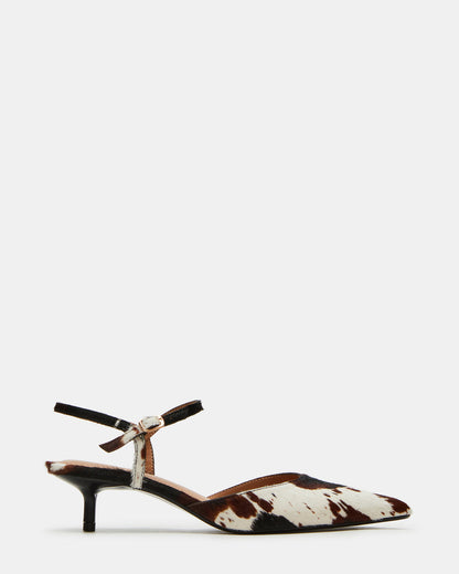 ADELAIDE Brown Cow Print Women's Pointed-Toe Kitten Heel - Steve Madden