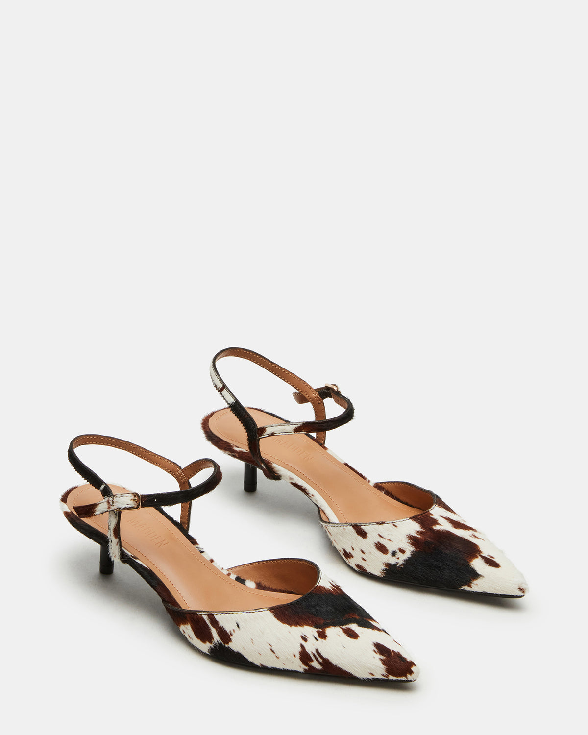 ADELAIDE Brown Cow Print Women's Pointed-Toe Kitten Heel - Steve Madden