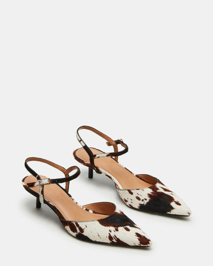 ADELAIDE Brown Cow Print Women's Pointed-Toe Kitten Heel - Steve Madden