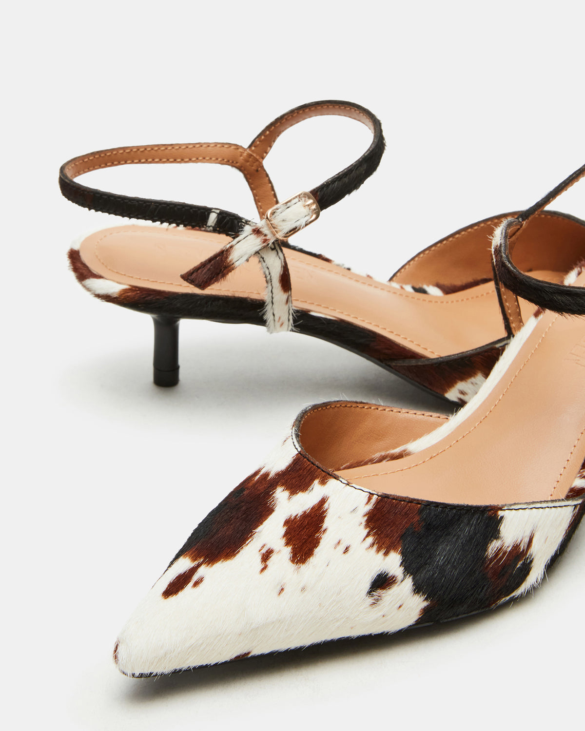 ADELAIDE Brown Cow Print Women's Pointed-Toe Kitten Heel - Steve Madden