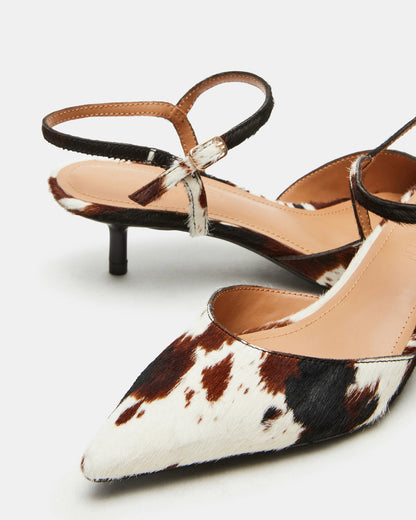ADELAIDE Brown Cow Print Women's Pointed-Toe Kitten Heel - Steve Madden