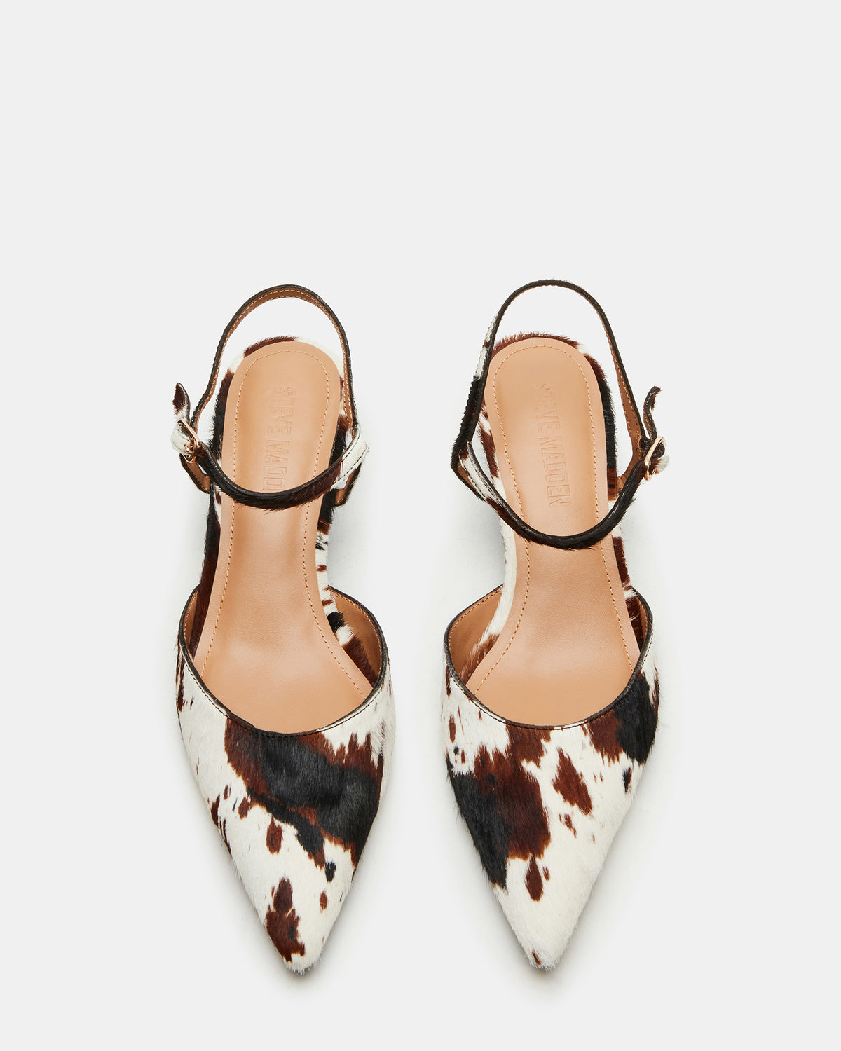 ADELAIDE Brown Cow Print Women's Pointed-Toe Kitten Heel - Steve Madden