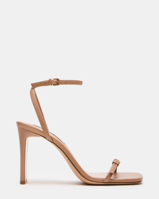 AILENE Tan Leather Square Toe Dress Sandal | Women's Heels - Steve Madden