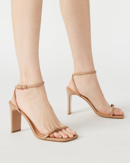 AILENE Tan Leather Square Toe Dress Sandal | Women's Heels - Steve Madden