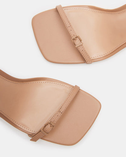 AILENE Tan Leather Square Toe Dress Sandal | Women's Heels - Steve Madden
