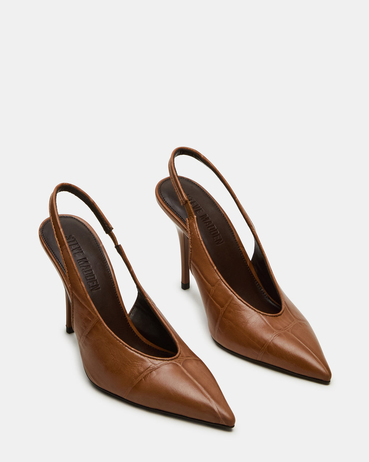ANDROMEDA Tan Crocodile Slingback Pointed-Toe Stiletto Pump Women's Heel - Steve Madden