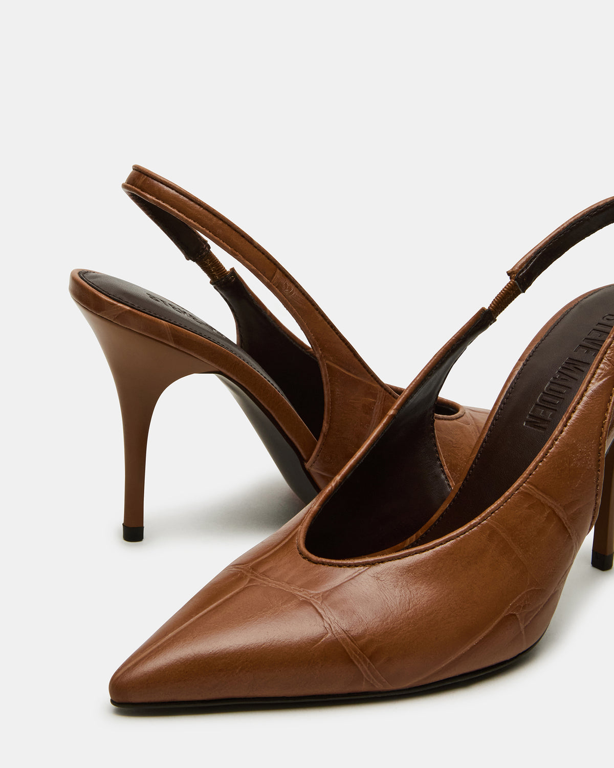 ANDROMEDA Tan Crocodile Slingback Pointed-Toe Stiletto Pump Women's Heel - Steve Madden