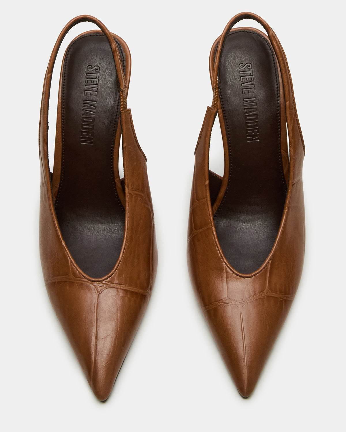 ANDROMEDA Tan Crocodile Slingback Pointed-Toe Stiletto Pump Women's Heel - Steve Madden