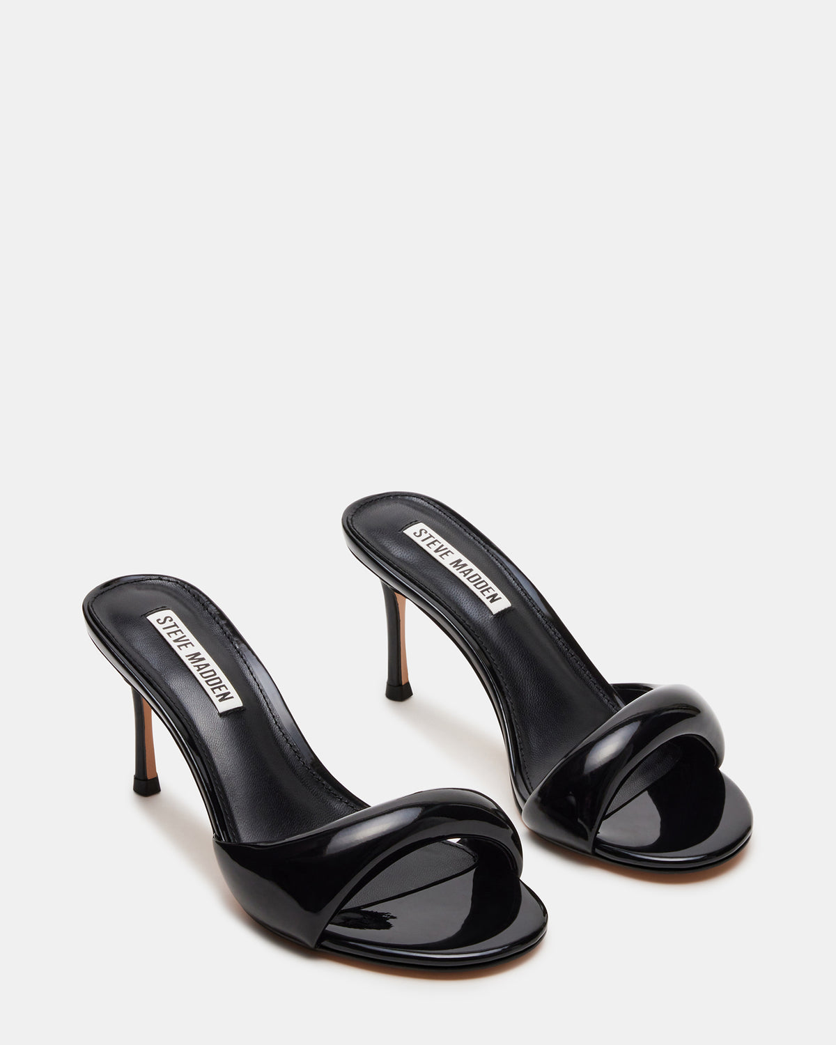 KIERAN Black Patent Mule Heel | Women's Heels - Steve Madden