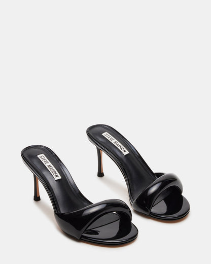 KIERAN Black Patent Mule Heel | Women's Heels - Steve Madden