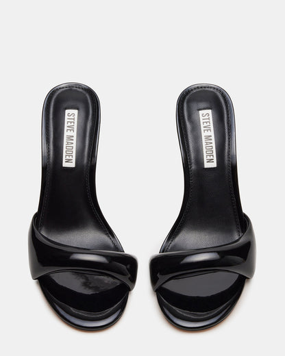 KIERAN Black Patent Mule Heel | Women's Heels - Steve Madden