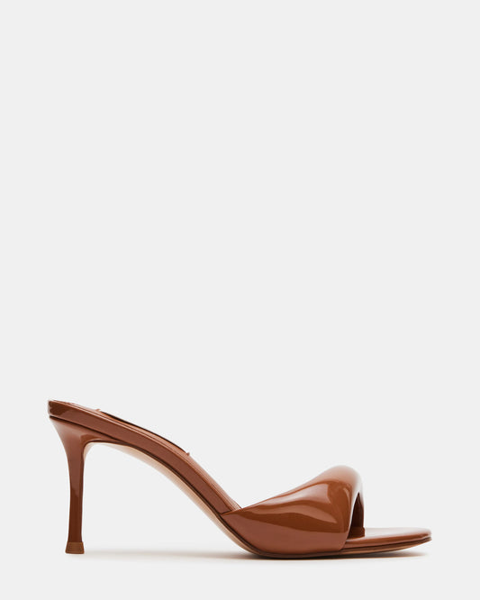 KIERAN Camel Patent Mule Heel | Women's Heels - Steve Madden