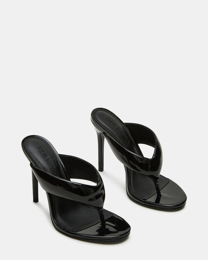 SABINE Black Patent Thong Mule Women's Heel - Steve Madden