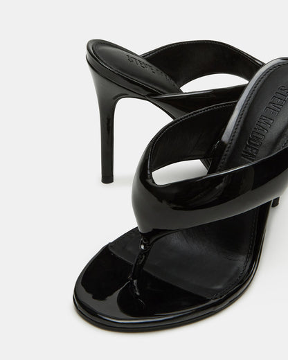 SABINE Black Patent Thong Mule Women's Heel - Steve Madden