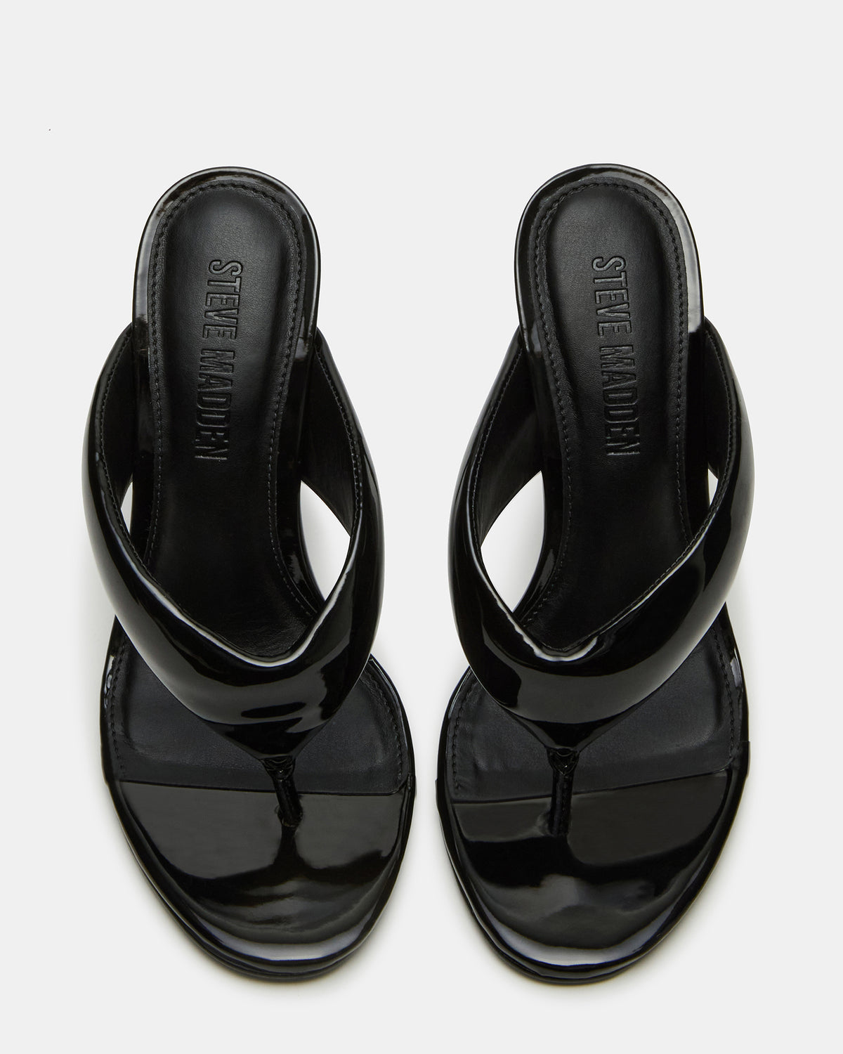 SABINE Black Patent Thong Mule Women's Heel - Steve Madden