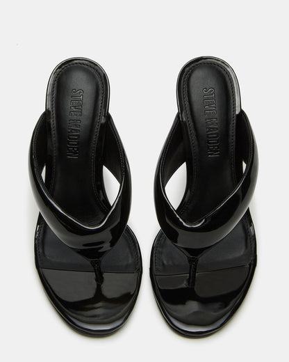 SABINE Black Patent Thong Mule Women's Heel - Steve Madden