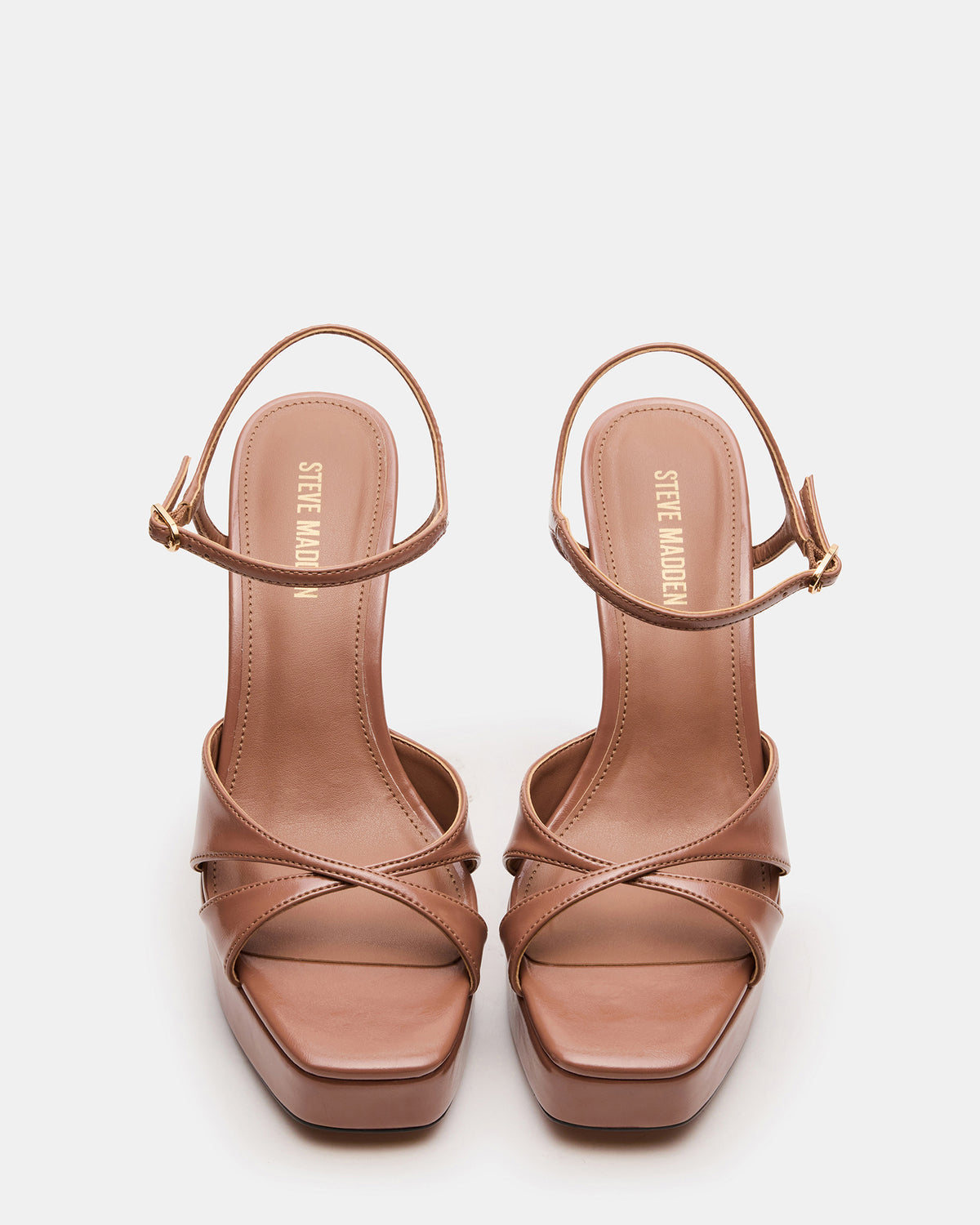 SCARLET Mocha Square-Toe Strappy Platform Women's Heel - Steve Madden