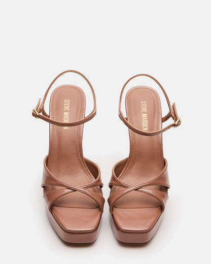 SCARLET Mocha Square-Toe Strappy Platform Women's Heel - Steve Madden