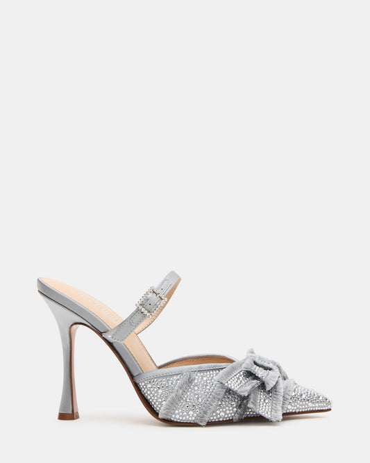 BAYLIN Grey Satin Rhinestones Bow Pointed-Toe Stiletto Women's Heel - Steve Madden