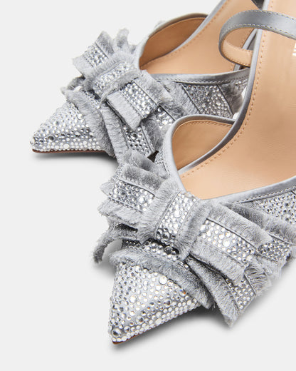 BAYLIN Grey Satin Rhinestones Bow Pointed-Toe Stiletto Women's Heel - Steve Madden