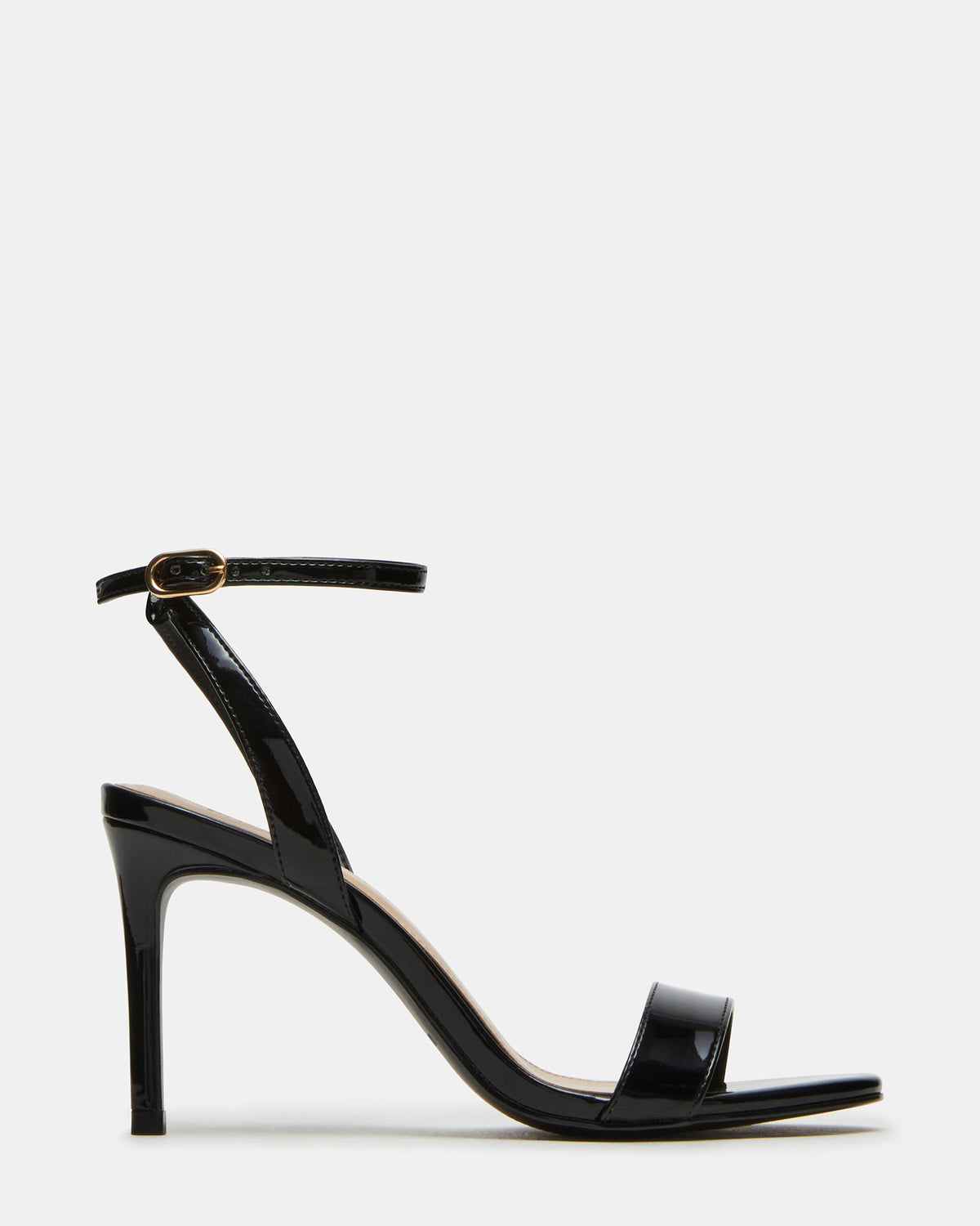 SUZIE Black Patent Women's Open Toe Stiletto Strappy Heel - Steve Madden
