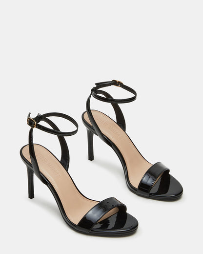 SUZIE Black Patent Women's Open Toe Stiletto Strappy Heel - Steve Madden