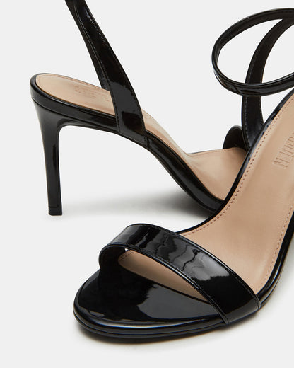 SUZIE Black Patent Women's Open Toe Stiletto Strappy Heel - Steve Madden