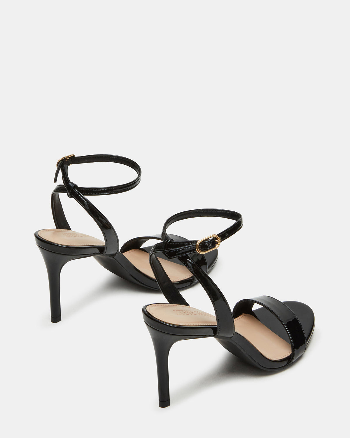 SUZIE Black Patent Women's Open Toe Stiletto Strappy Heel - Steve Madden