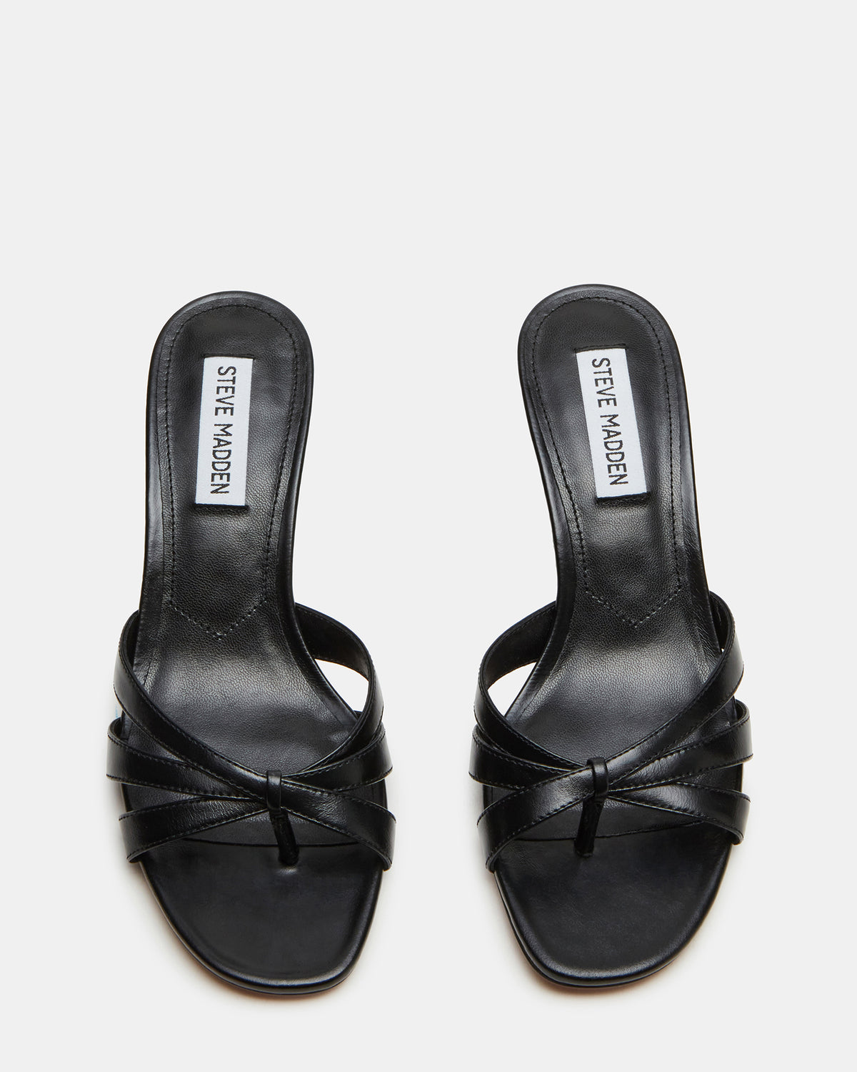 CARY Black Leather Square-Toe Strappy Mule Women's Heel - Steve Madden