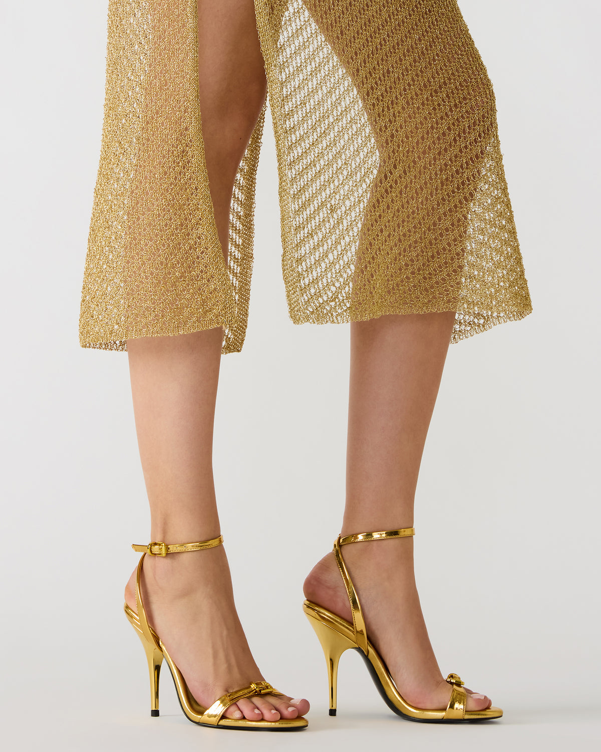 FOXX Gold Strappy Stiletto Open-Toe Women's Heel - Steve Madden