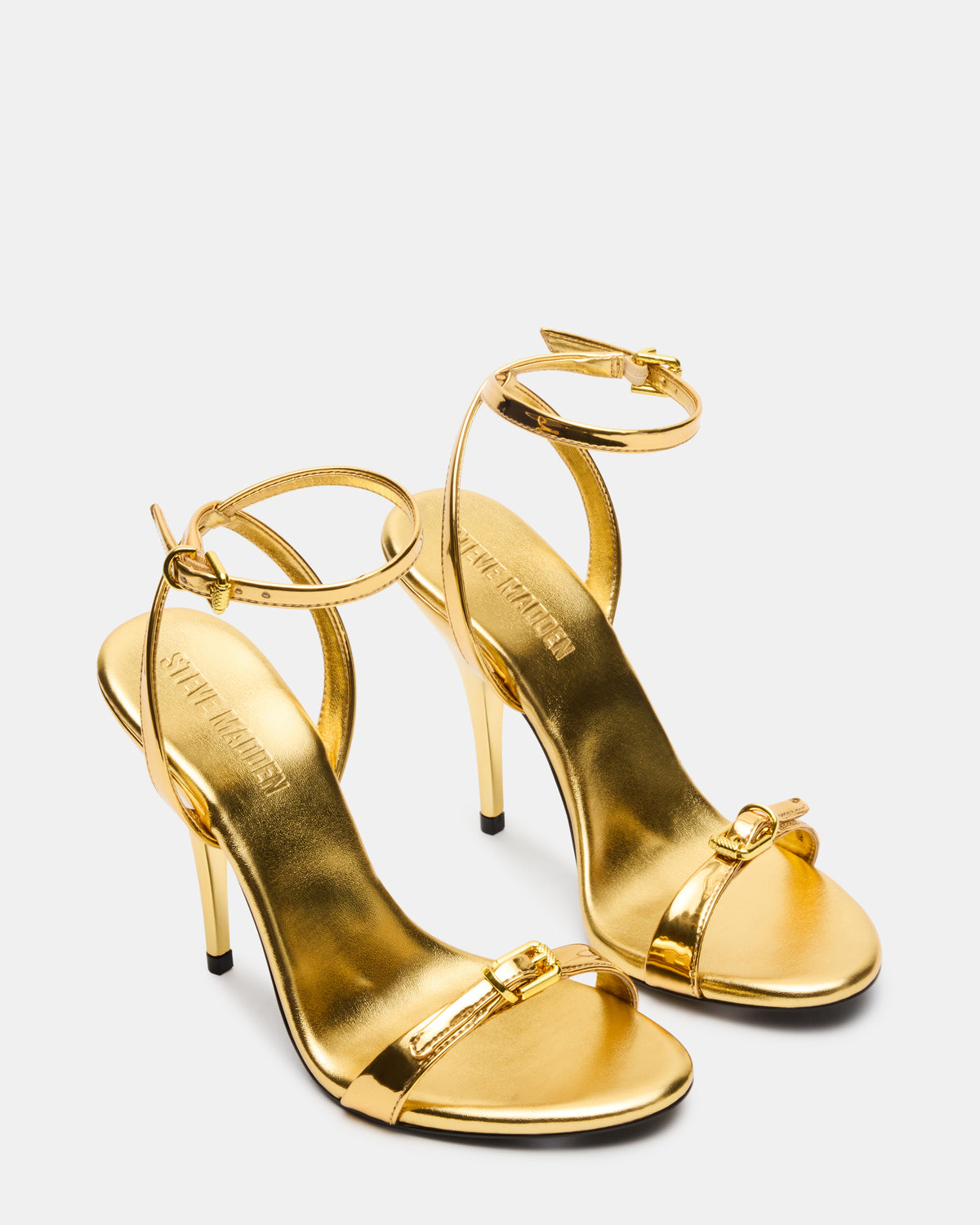 FOXX Gold Strappy Stiletto Open-Toe Women's Heel - Steve Madden