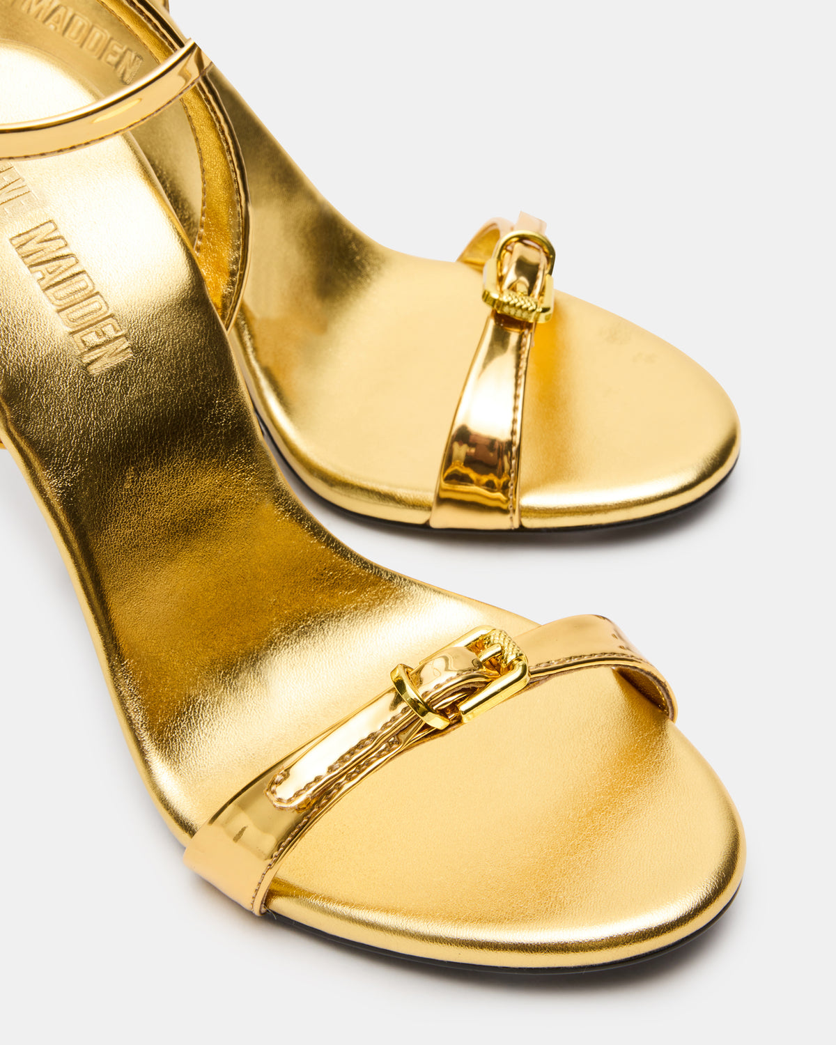 FOXX Gold Strappy Stiletto Open-Toe Women's Heel - Steve Madden