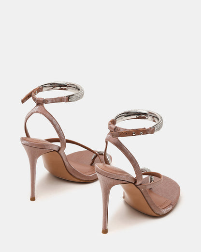 TIA Rhinestones Mocha Satin Open-Toe Stiletto Women's Heel - Steve Madden