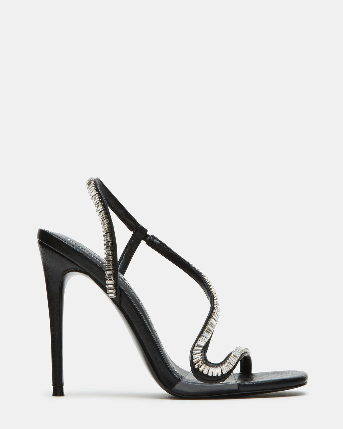 NESSA Black Square Toe Rhinestone Stiletto Heel | Women's Heels - Steve Madden