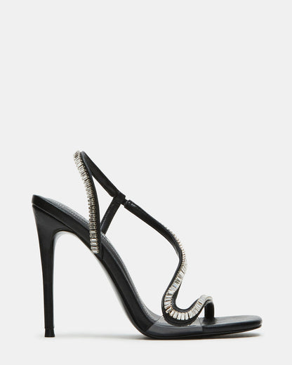 NESSA Black Square Toe Rhinestone Stiletto Heel | Women's Heels - Steve Madden