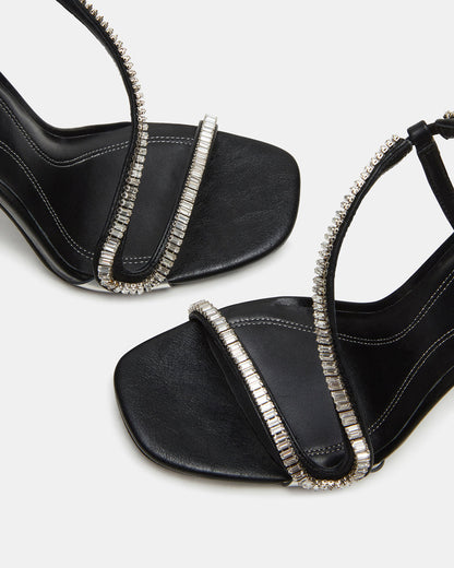 NESSA Black Square Toe Rhinestone Stiletto Heel | Women's Heels - Steve Madden