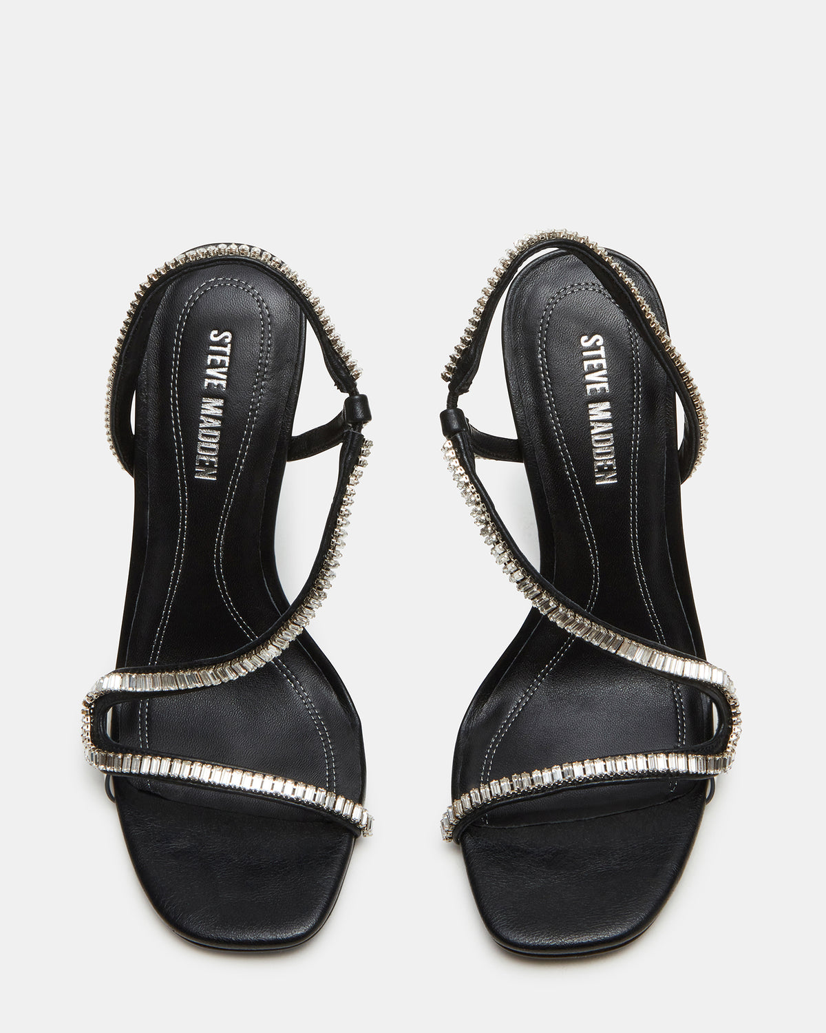NESSA Black Square Toe Rhinestone Stiletto Heel | Women's Heels - Steve Madden