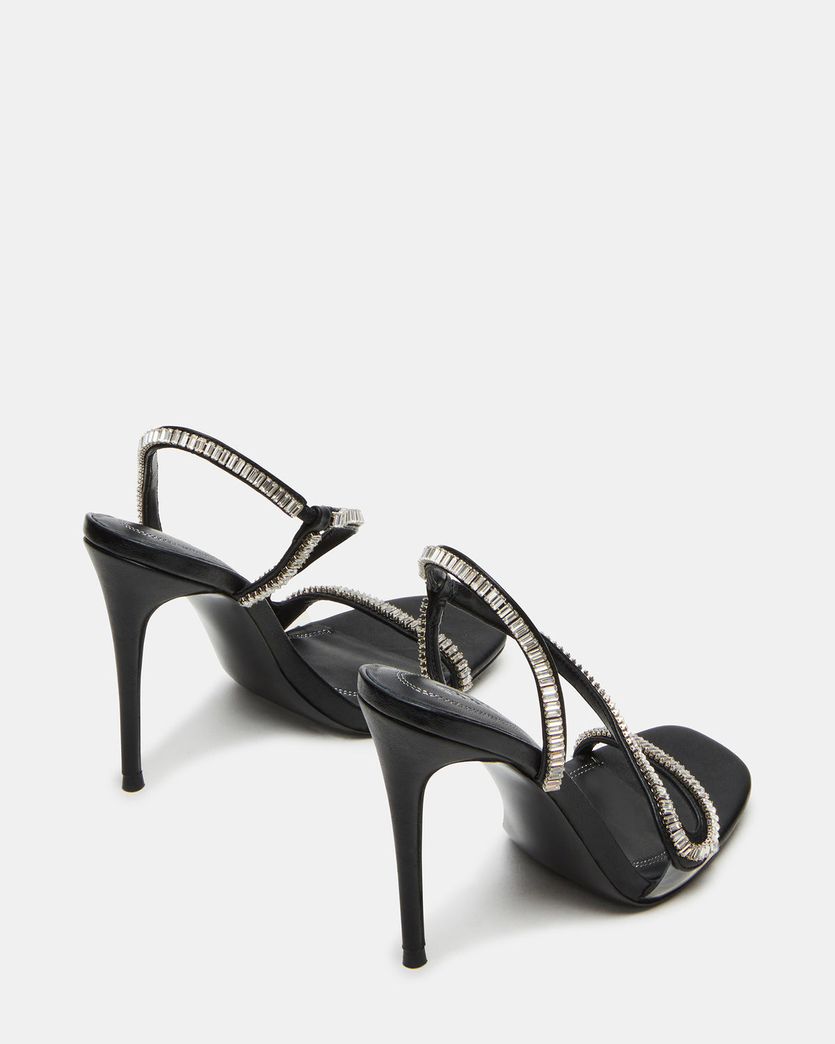 NESSA Black Square Toe Rhinestone Stiletto Heel | Women's Heels - Steve Madden