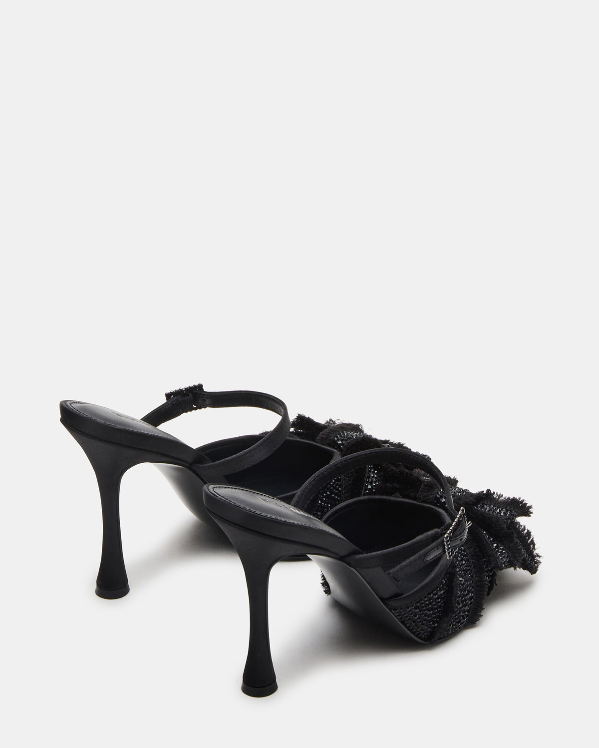 BAYLIN Black Satin Rhinestones Bow Pointed-Toe Stiletto Women's Heel - Steve Madden