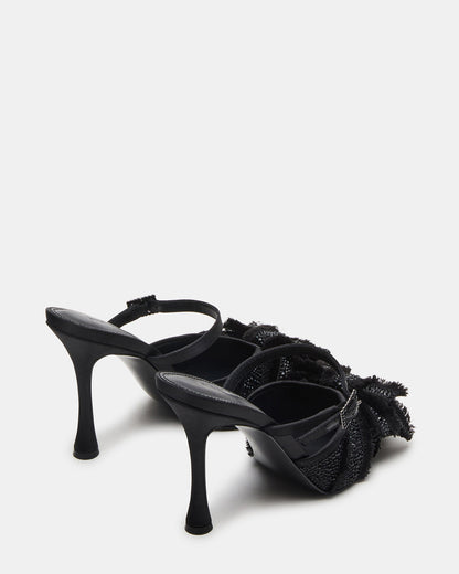 BAYLIN Black Satin Rhinestones Bow Pointed-Toe Stiletto Women's Heel - Steve Madden