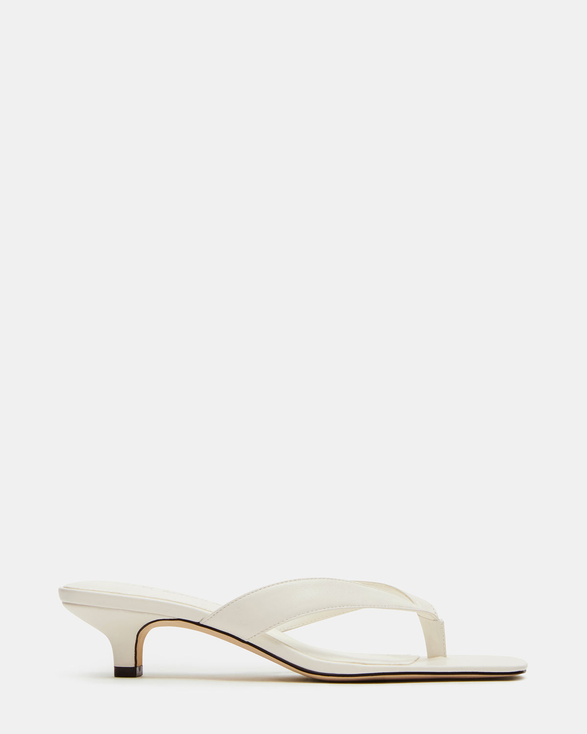 TRACIE White Leather Thong Strap Women's Kitten Heel - Steve Madden