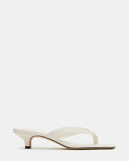 TRACIE White Leather Thong Strap Women's Kitten Heel - Steve Madden