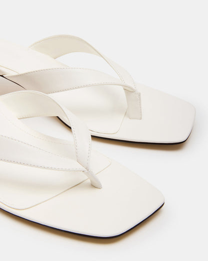TRACIE White Leather Thong Strap Women's Kitten Heel - Steve Madden