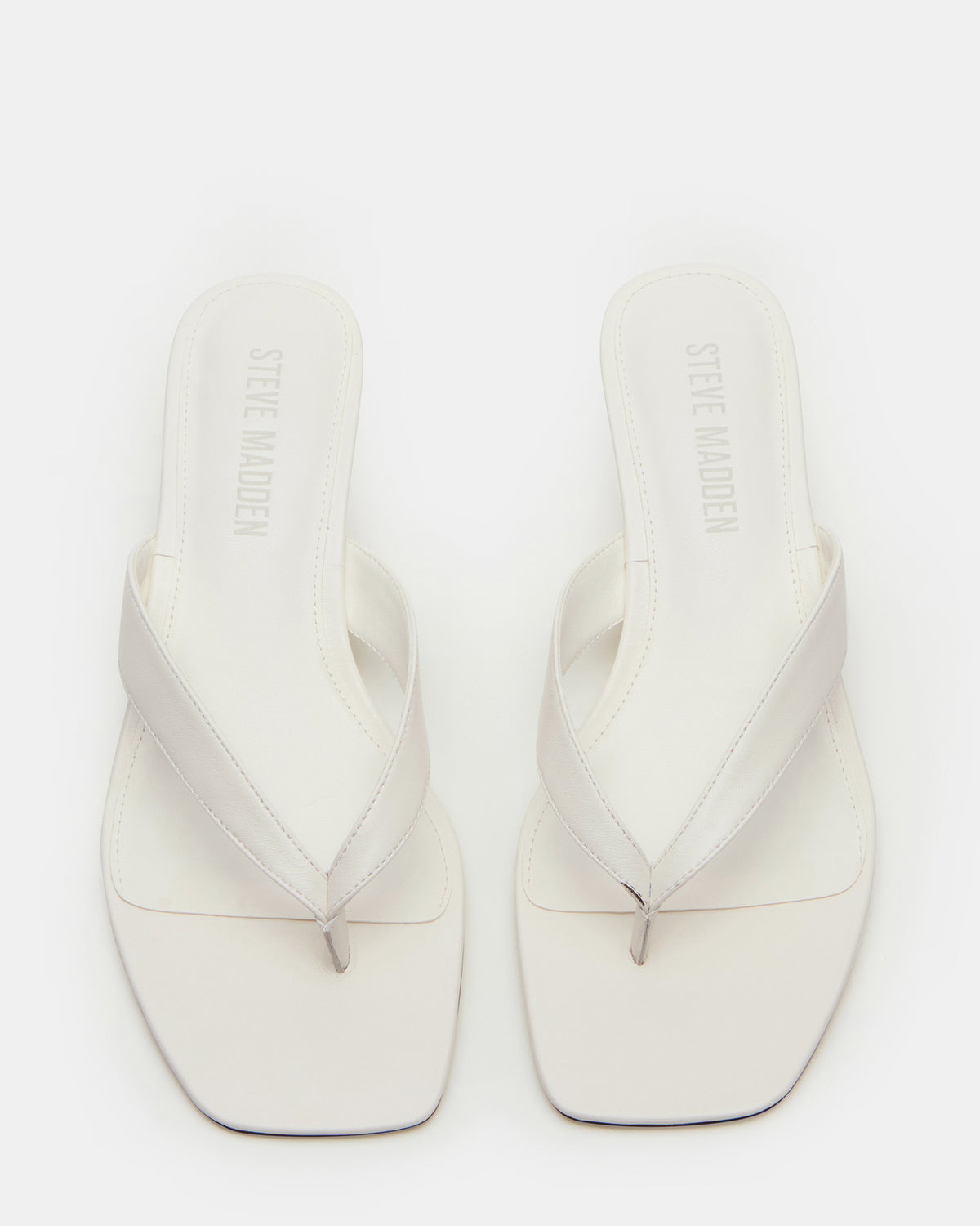 TRACIE White Leather Thong Strap Women's Kitten Heel - Steve Madden