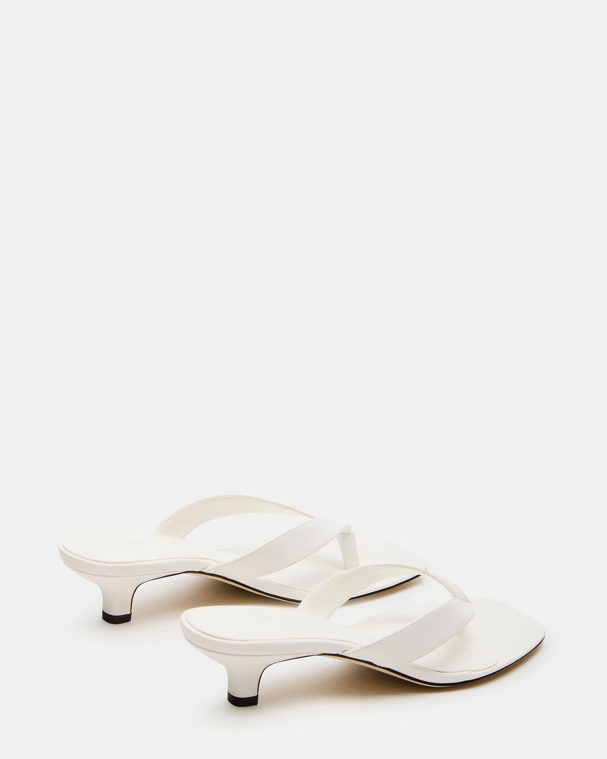 TRACIE White Leather Thong Strap Women's Kitten Heel - Steve Madden